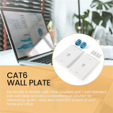 2-Pack 1 Port Ethernet Wall Plate, RJ45 Cat6 Female to Female Jack Inline Coupler Face Plates, 1-Port