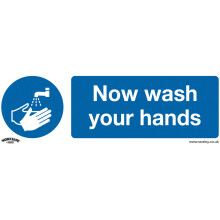 Worksafe SS5V1 Mandatory Safety Sign - Now Wash Your Hands - Self-Adhesive Vinyl