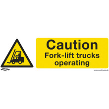 Worksafe SS44V1 Safety Sign Caution Fork-Lift Trucks - Self-Adhesive Vinyl