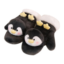 Penguin Plush Gloves Students Thickened Five Fingers All-Inclusive Warm Riding Gloves in Winter 25cmx13cmx8cm