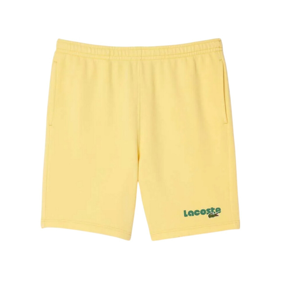 Lacoste (Xxl, ) Mens Fleece Printed Washed Shorts Yellow