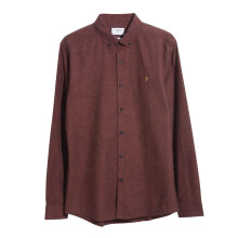 (L, Brown) Farah Mens Steen Long-Sleeved Shirt