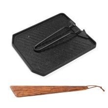(Black) Portable Foldable 7-inch Non-Stick Frying Pan Set - Includes 1 Frying Pan, 1 Wooden Spatula, Lightweight Frying Pan