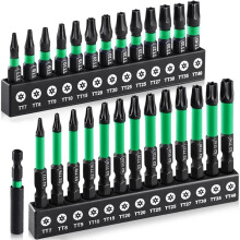 Impact Torx Bit Set 25mm /50mm (TT7-TT40), S2 Steel Security with Tamper Proof & Magnetic Screwdriver