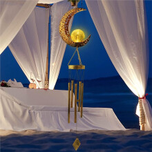 Moon Wind Chime Outdoor Light, Glass Included, Birthday Gift for Mom and Grandma, Garden Decoration