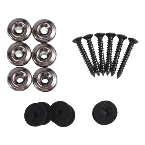 6 Pieces Mushrooms  Guitar Strap Buttons Strap Locks Chrome (Black)
