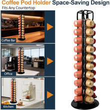 Coffee Pod Holder Silent Rotating for Pod Holder Carousel, Holds 40 Capsules Space-Saving Espresso Organizer for Kitchen
