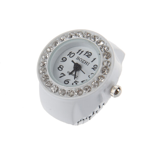 Finger Ring Watch Chic White Rhinestone For Ladies