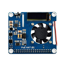 Waveshare Power Über Ethernet HAT-UnterstüTzung 802.3Af PoE-Netzwerkerweiterungskarte mit OLED für Raspberry Pi 4 Modell B / 3B +