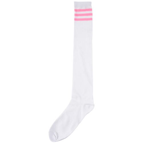 1pair Womens Athlete Thin Stripes Solid Thigh Highs Tights over Knee Socks White W