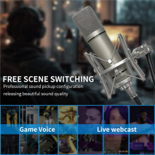 1 Set Ondenser Microfoon voor Live Opname, Karaoke Microfoon, Internet Celebrity Apparatuur, Compleet met Geluidskaart