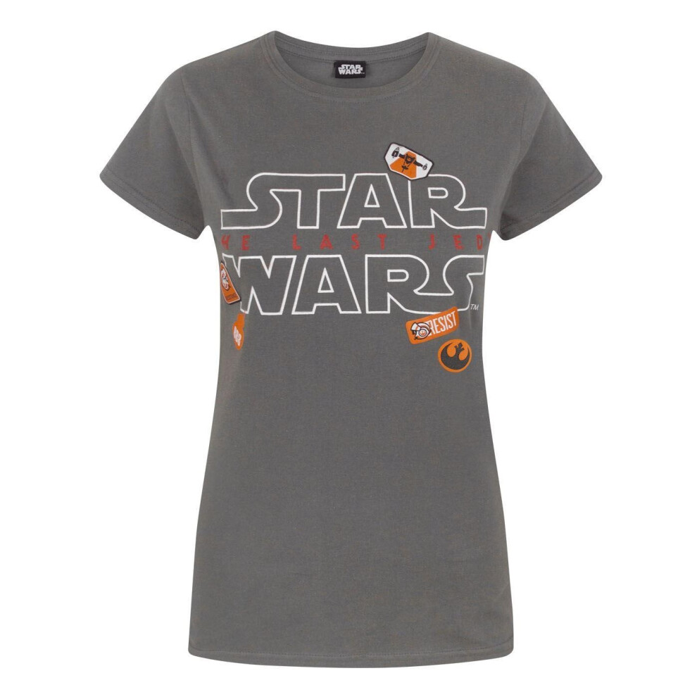 Star Wars (Small, Charcoal) Womens/Ladies The Last Jedi Badges T-Shirt