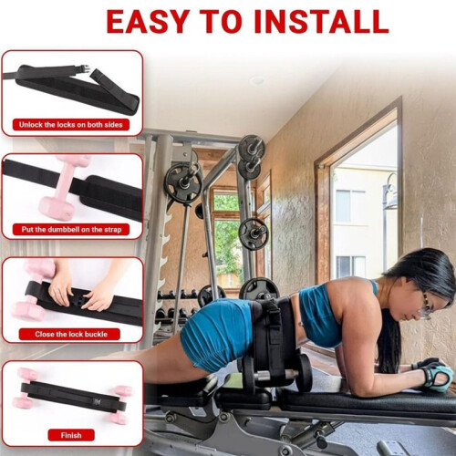 Exercise Hip Thrust Belt - Dumbbell Hip Thrust Belt, Thicken & Widen, Comfortable for Dumbbells, Kettlebells Black 2