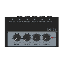 LQ-01 4 Channel Mixer 4 Input 1 Output 5V Portable Audio Mixer 4 Channels Mixers Mixing Console EU Plug