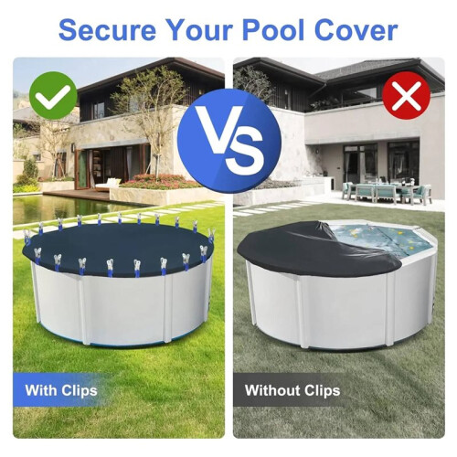 12pcs Stainless Steel Pool Cover Clips with  Plastic Handle Heavy Duty Windproof Spring Clips