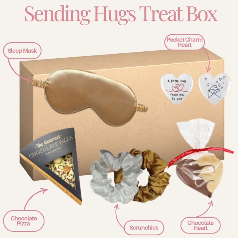 Gold Pocket Charm Heart Sending Hugs Chocolate Pizza Treat Gift Box