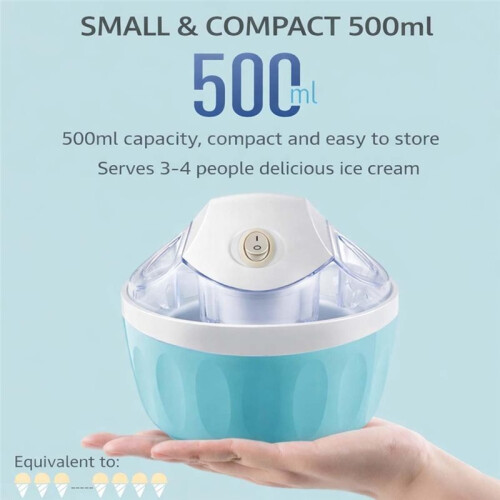 Small Home  Ice Cream Maker, 500ML Personal Dessert Maker with One Touch Control,  Ice Cream Machine EU Plug 2