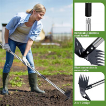 Weed Puller Tool with Long Handle, 2-in-1 Claw Weeder and Garden Hoe, Heavy Duty Stainless Steel for Yard, Lawn