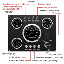 Set di 4 Indicatori per Pannello Interruttori, Contagiri da 85 mm 0-3000 Giri/Min per Auto, Barca, LED A 7 Colori, Temperatura Acqua, Voltaggio,