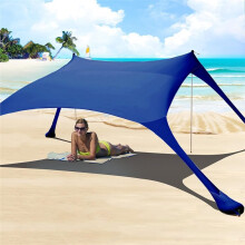 Tenda da Spiaggia Parasole 79x83x59 Piedi con 4 Sacchi di Sabbia, Protezione UPF 50+, Portatile, Ideale per Campeggio, Pesca e Giardino.