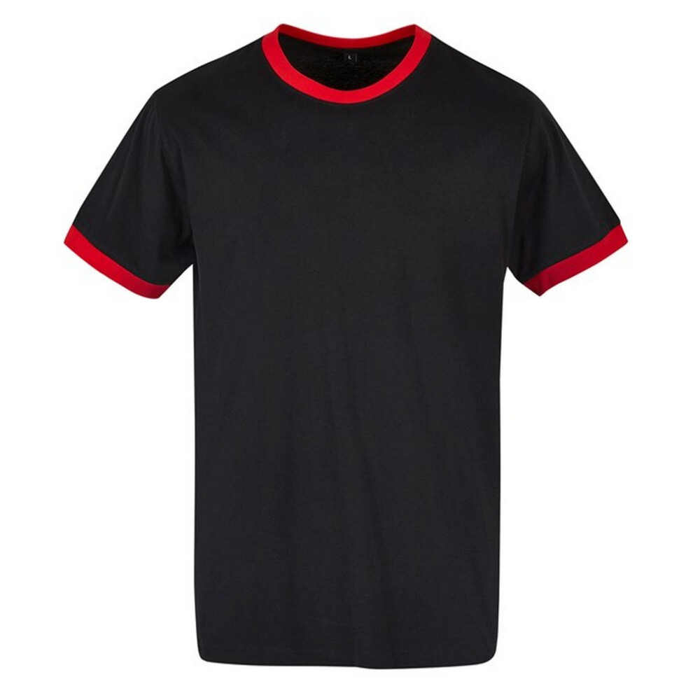 Build Your Brand (S, Black/City Red) Mens T-Shirt Black,Red