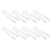 8 Pcs Plastic Buffet Serving Tongs Serving Utensil Tongs Appetizers Tongs Clear Kitchen Tongs 6.3 inch Small Ice