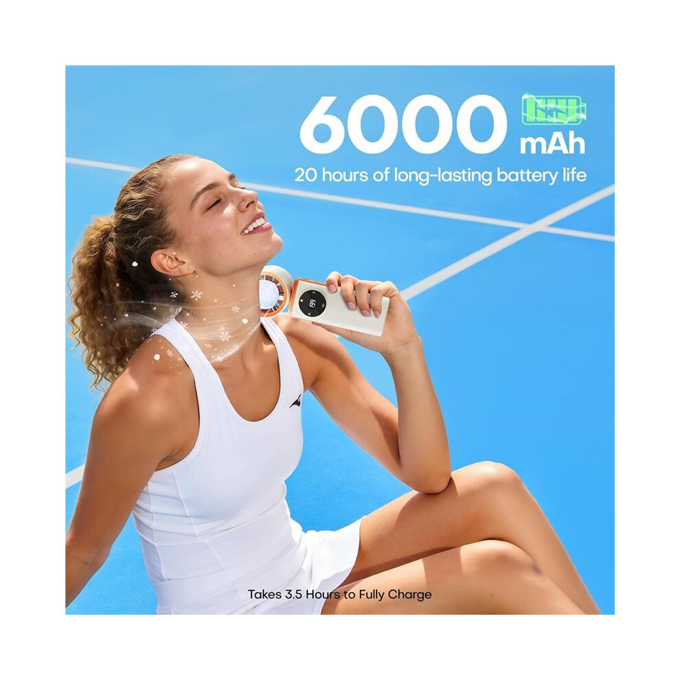6000Mah Portable Handheld Fan With Ice Cooling, 199 Levels Stepless Speed, 20H Long Battery Life, 20000Rpm Turbo Fan 6031615339500