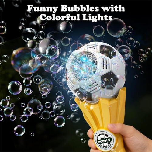 Bubble Wand Soccer Trophy Bubble Machine with 2 Refill, Automatic Light- Bubble Blower Toy for Kids 2