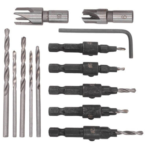 Countersink Drill Bit Set, Woodworking Chamfer Adjustable Countersink Tools  Counter Sink Holes with 1/4inch Hex Shank