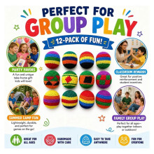 12 Sacos de Chute de Crochê Coloridos para Prática de Malabarismo, Jogos em Grupo para Ambientes Internos e Externos