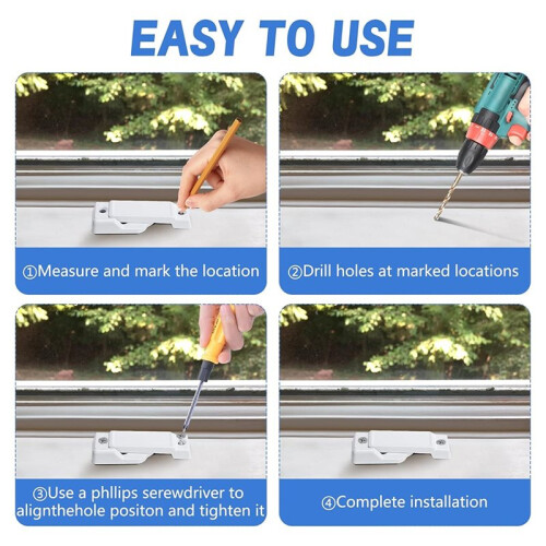 8-Pack White Window Sash Locks with Screws - 2-1/4'' Mounting Hole Centers for Vertical Sliding Window 2