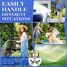 Divisore Tubo Flessibile A 4 Vie per Giardino, Rubinetto Acqua, , Valvola Divisore, Filettatura GHT 3/4", Rosso