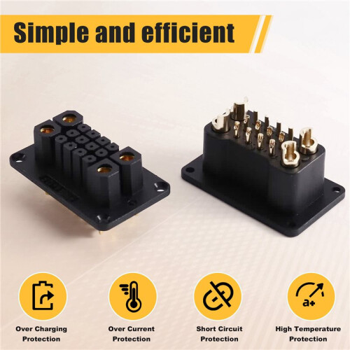 2Pairs 4+12 Pin Controller Plug 90A High Current Power Connector with Anti-Reverse Insertion Design for RC Model Socket 2