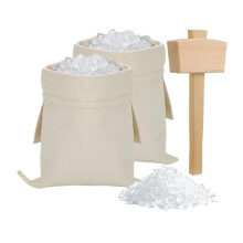 2 Pack Vergrote Canvas IJs Crusher Tassen met 1 Hamer -16.5" X 8.7" Herbruikbare Lewis Tassen met Houten Hamer voor Thuis