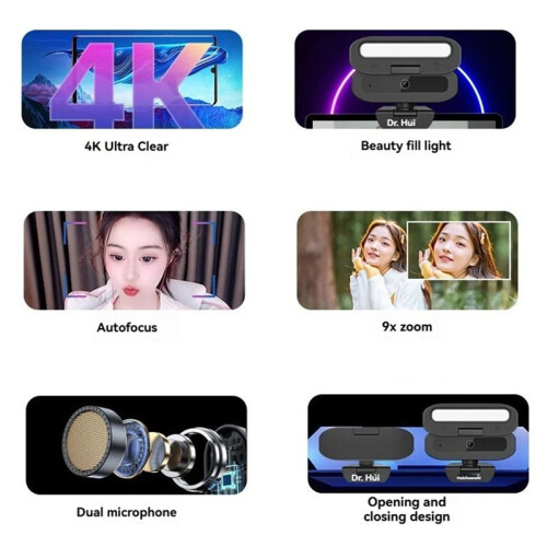 2K HD 60fps Live Webcam with Autofocus,USB PC Camera,Rotatable Microphone, Adjustable Fill Light,Streaming Camera 1