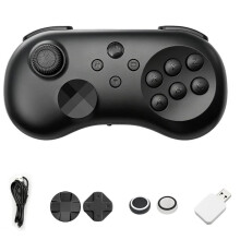 Y04 Kabelloser Gamecontroller mit Empfänger für /PC/ für PS4 - Hall-Effekt-Joystick, 6-Tasten-Layout, Arcade-Gamepad, Schwarz