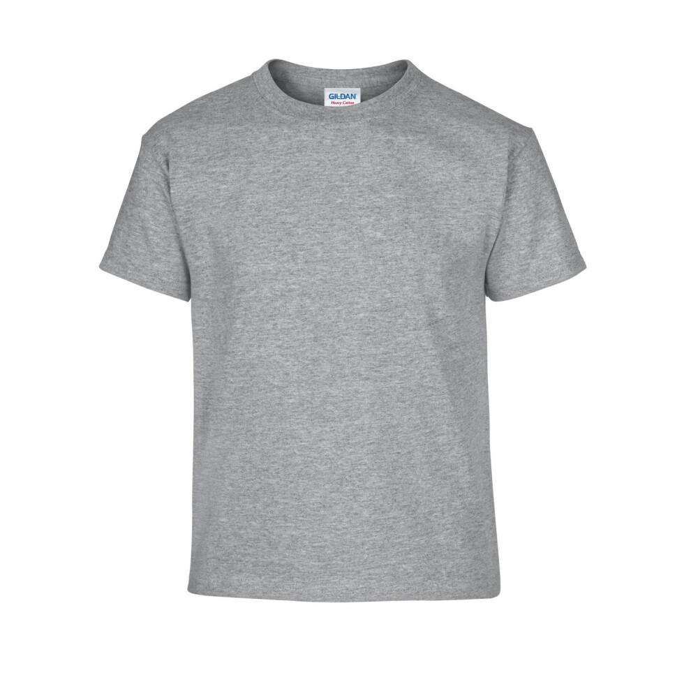 Gildan (L, Sports Grey) Childrens/Kids Heavy Cotton T-Shirt