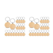 200 Stück Holz-Schlüsselanhänger-Rohlinge, Runde Holz-Gravur-Rohlinge, Unfertiger Holz-Schlüsselanhänger, Schlüsselanhänger B