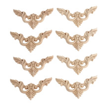 8pcs 8 x 8cm Wood Carved Corner Onlay Furniture Home Decorations Unpainted Applique