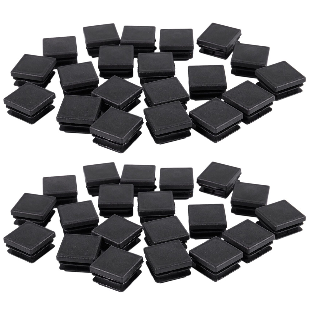 40 Pcs Plastic Square Blanking End Caps Tube Inserts 25Mm X 25Mm 4711783483183