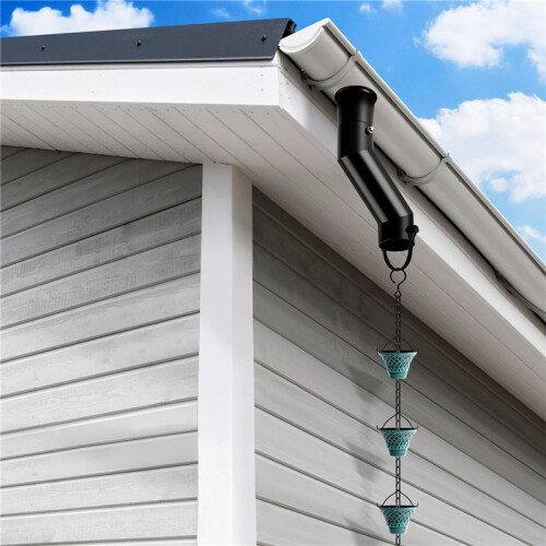 2X Rain Chain Gutter Adapter Black Installation Suit for Gutter Downspout Outlet 2