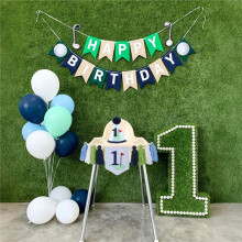 1st Birthday HighChair Banner - One Theme One High Chair Banner & First Birthday Cone Hat Decorations
