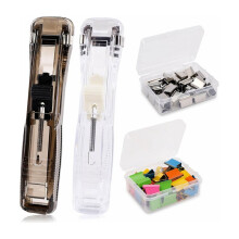 2 Stuks Draagbare Handbediende Papierclipdispenser met 100 Navullingen voor Papierclips, -Nietmachinedispenser