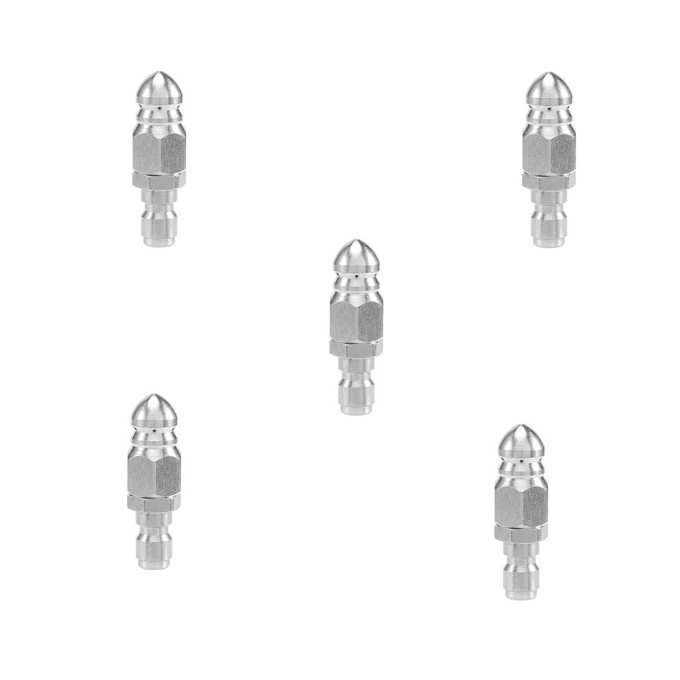 5X 1/4 Inch 5000 Psi Sewer Jetter Nozzle Pressure Drain Jetter Hose Nozzle For 1/4 Pressure Washer Quick Connector 4714192667489