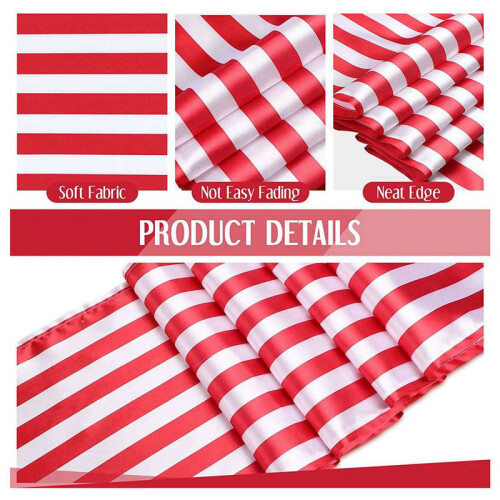 18 Pieces Striped Table Runner Wedding Polyester Table Decor Red White Striped Design Tablecloth Decor 12 X 108 Inch