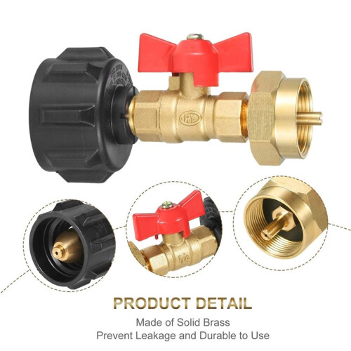 1Pc QCC1 Propane Refill Adapter for 1LB Propane Bottle Tank with Shut /Off Controller Valve 2