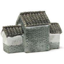 6X Miniatuur Villa Huis Poppenhuis Ingemaakte Bloem Plant Ambachtelijke DIY Ornament Bonsai Decor Chinese Oude Stadspoort Grijs