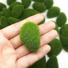 50 StüCk 2 GrößE KüNstliche Moosfelsen Dekorativ, GrüNe Moos Kugeln für Blumen Arrangements, Feen GäRten und Basteln