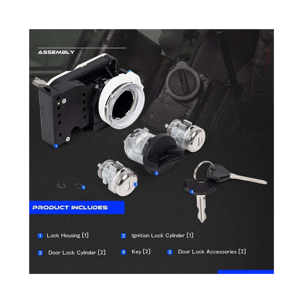 Ignition Lock Cylinder Kit For Ram 1500 2500 3500 94-02 Dakota Durango Viper 97-00 5003845Aa 56021346Ab 6034002936665