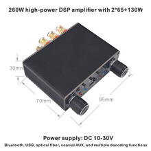 260W Krachtige 2.1 Versterker 2x65W+130W DC10-30V Autoversterker
